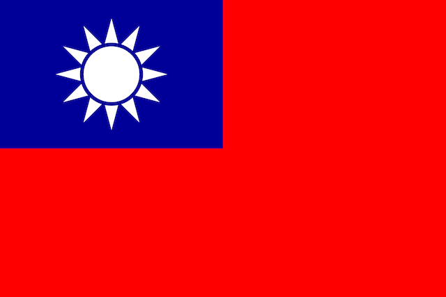 Taiwan: 75% red, 22% blue, 3% white